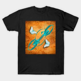 blue butterflies in abstract landscape T-Shirt